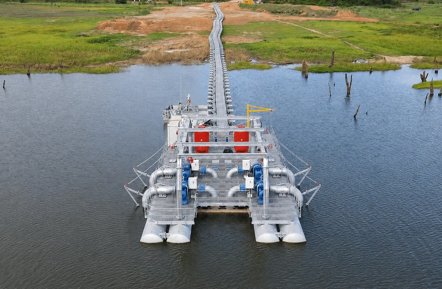 Vue aérienne de la barge terminée